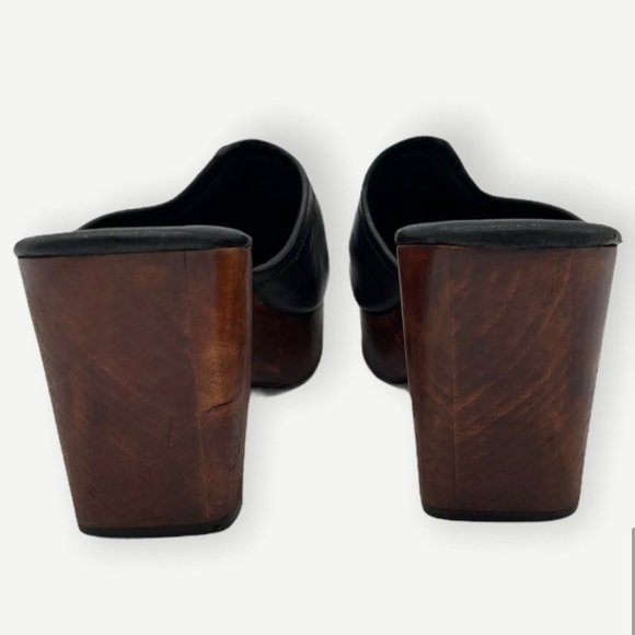 Calleen Cordero Mule Clogs Black Leather Wooden Size 7 - Picture 7 of 8